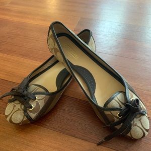 Coach Janelle brown canvas lace up flats- size 8